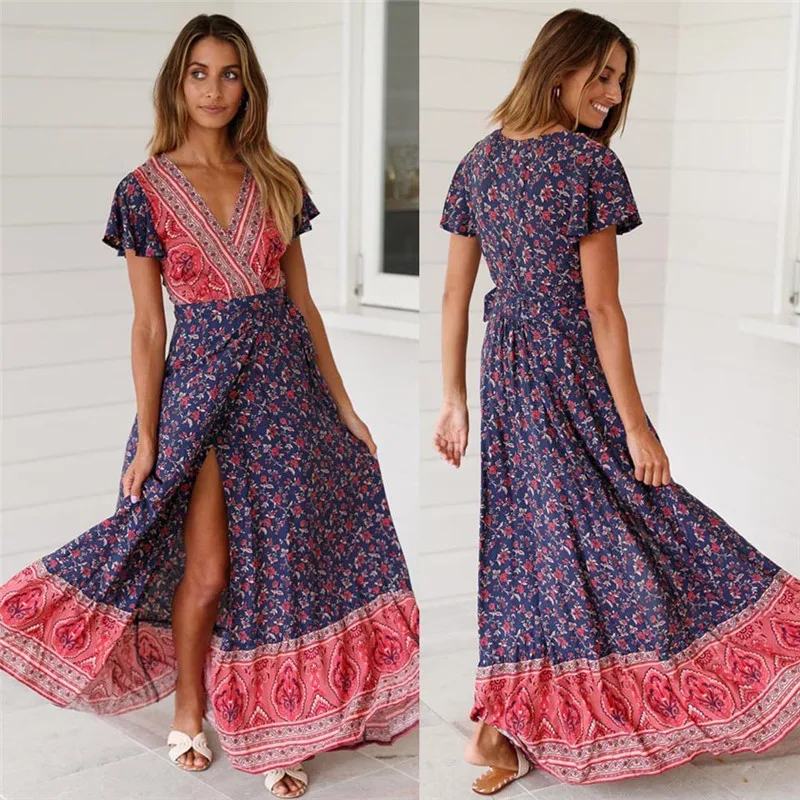 Женское длинное платье с v образным вырезом летнее пляжное кардиган высокой