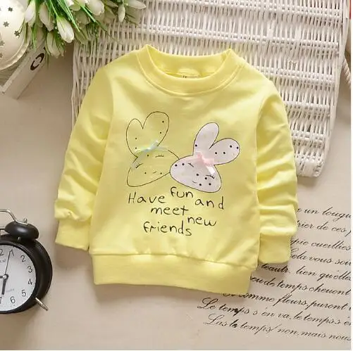 yellow Футболки для маленьких девочек, милая хлопковая одежда с длинными рукавами для малышей, милые футболки с героями мультфильмов, детские комбинезоны, Одежда для новорожденных - Цвет: yellow