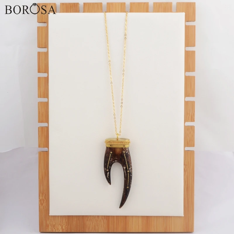 BOROSA 1 шт. золотой цвет коричневый каучук зуб Очаровательная подвеска ювелирные