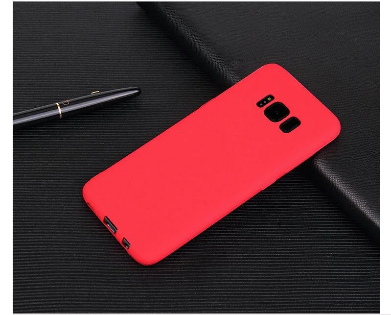 Red SUREHIN красивый чехол для samsung galaxy S7 edge S10e S10 S9 S8 Plus Note 9 8 чехол прозрачный мягкий прозрачный тонкий силиконовый чехол - Цвет: Red