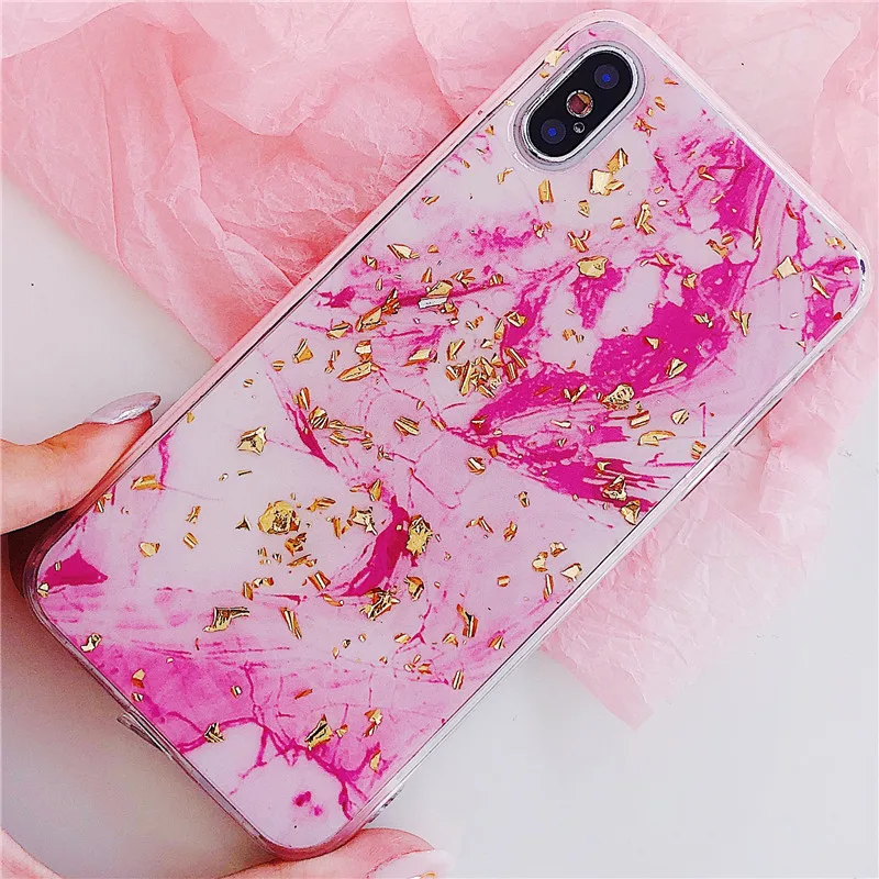 Чехол для iPhone X 6 S 7 8 Plus с мраморной золотой фольгой серебряной чехол Роскошный