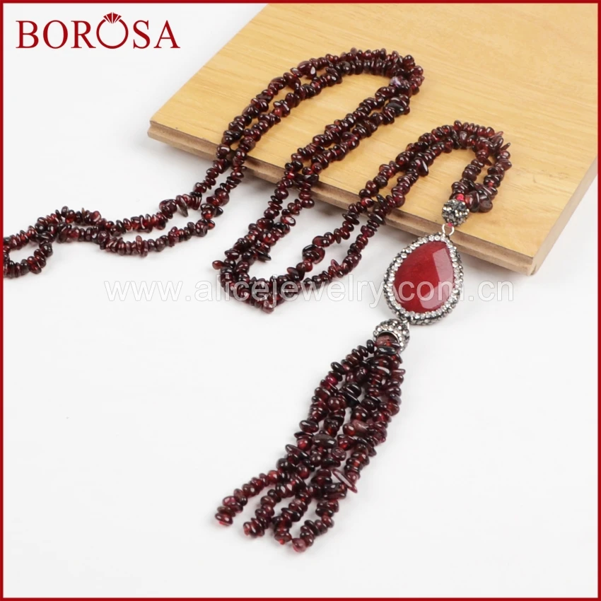 Borosa 33 ''Естественный красный агат камень падение Форма гранат кисточкой