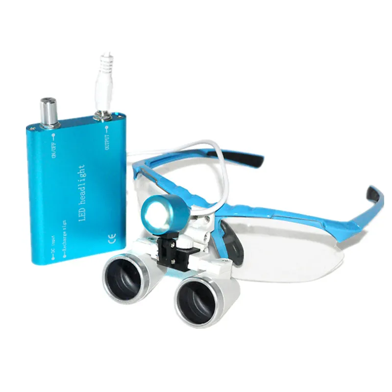 Лупы 3 5x 420 мм + светодиодный светильник (синий)|dental glasses|dental loupesloupes dental |