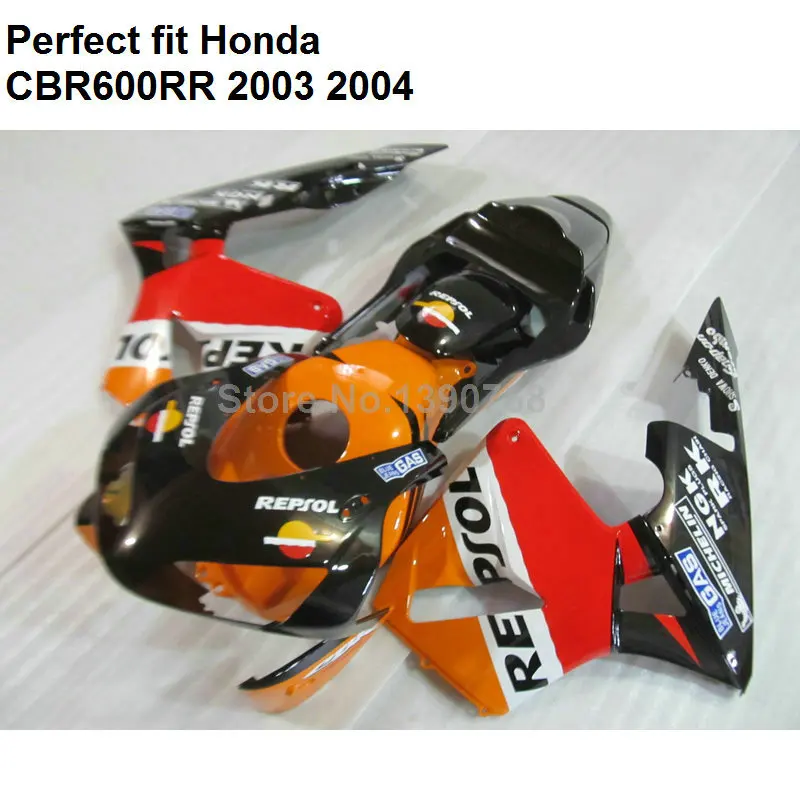 Высококачественный ABS обтекатель для Honda оранжевый черный CBR 600RR 2003 2004 03 04 комплект