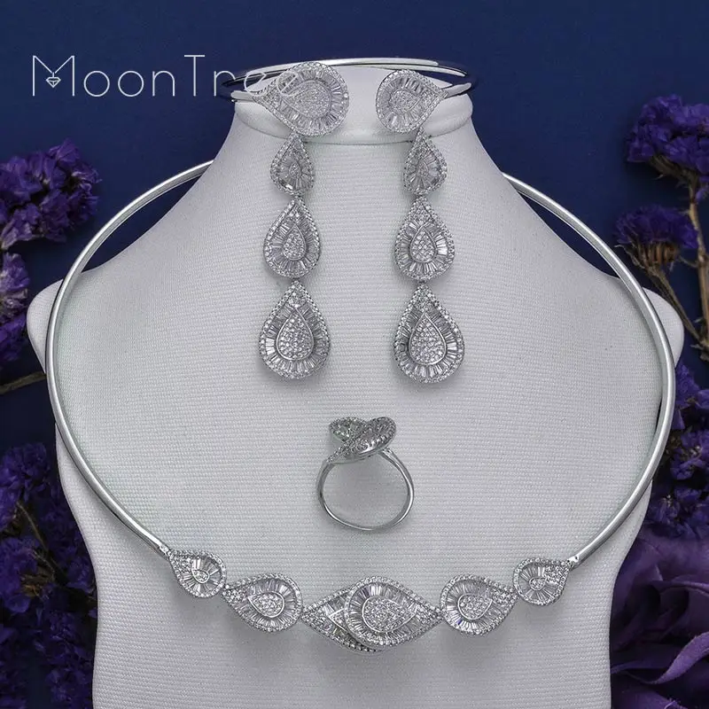 MoonTree роскошное ожерелье с каплями воды полностью микро AAA кубический цирконий