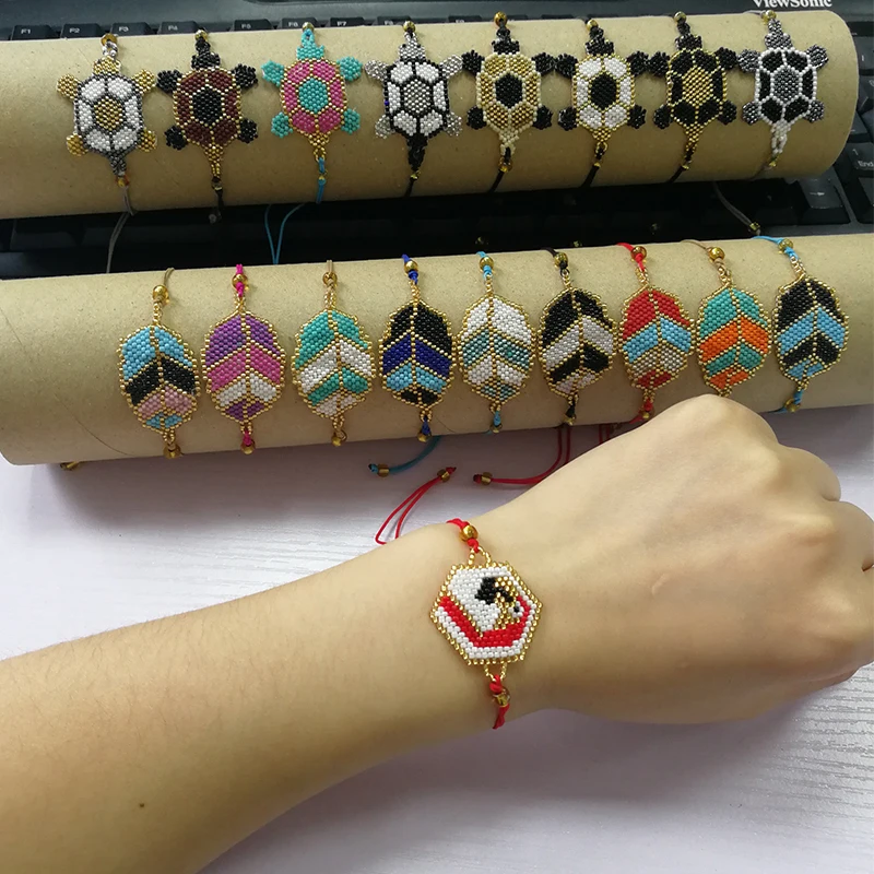 SHINUSBOHO Miyuki браслет фламинго для женщин Lucky Red Flamingo Pulseras Delica ювелирный ручной работы