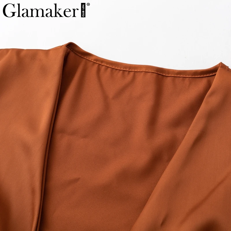 Женская блузка Glamaker белая бандажная с рукавом фонариком и оборками для фитнеса