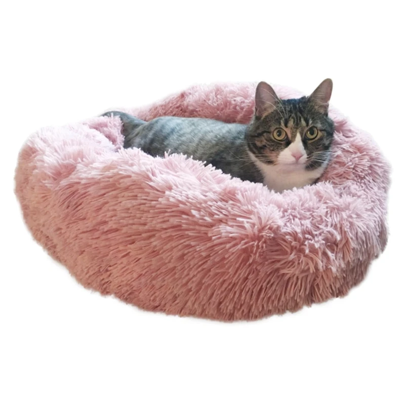 Теплая Флисовая плюшевая кровать для собаки 40 100 см Пончик кошки теплая круглая