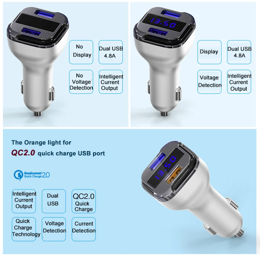 EC5 Dual USB QC 2.0 Fast Car Charger 4 in 1 12V/24V Universal 2 Port Adapter Quick For Mobile Phone |