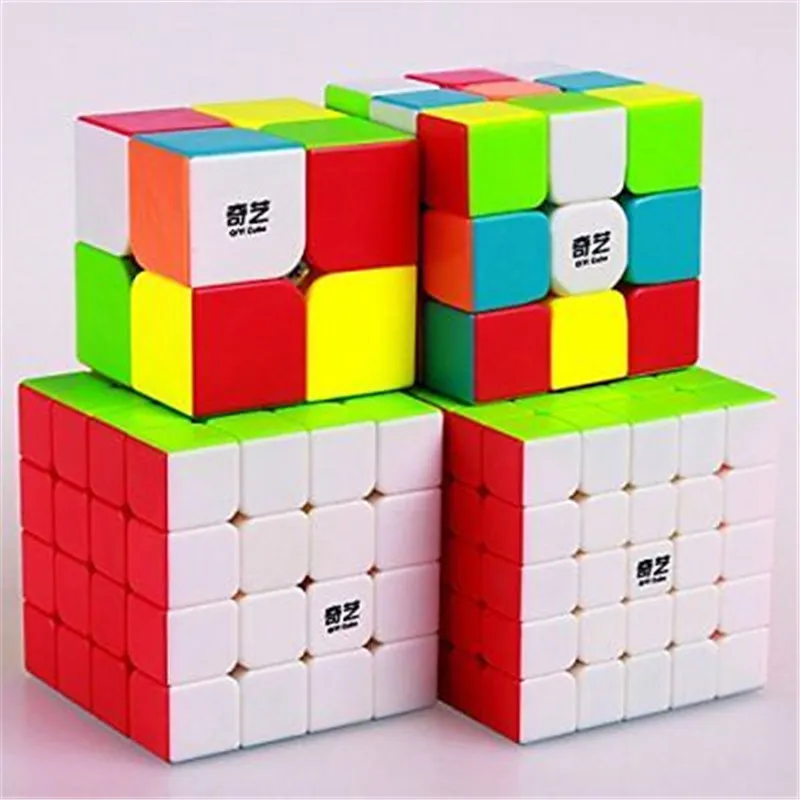 Qiyi 4 Упак. Набор магических кубиков 2x2x2 3x3x3 4x4x4 5x5 набор стикерных спиральных пазлов