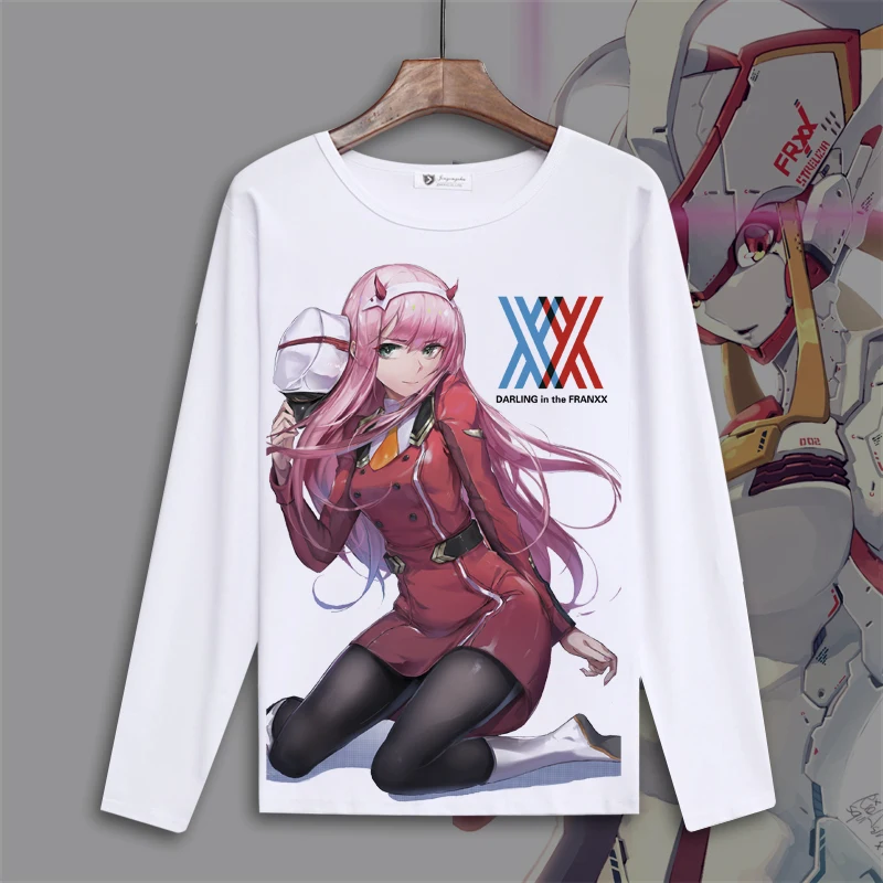 Новая футболка с аниме любимый в Фране футболки zero two для косплея длинным