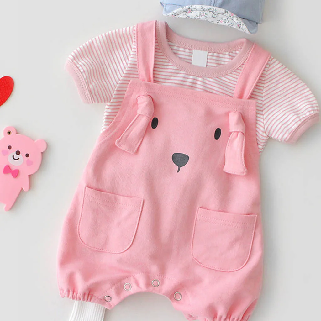 Baby Girl Boy Rompers Kid Cartoon Pocket Costume Jumpsuit Overalls OutfitsBaby Romper Summer 2019 Onesies Newborn | Мать и ребенок