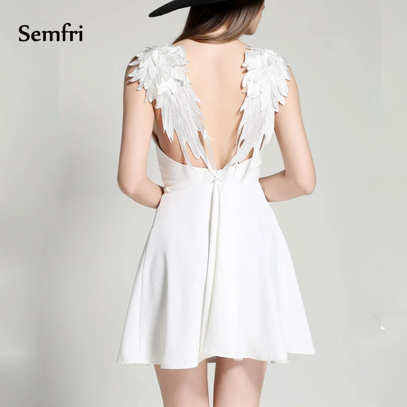 Semfri Angel Wings платье с открытой спиной женское летнее без бретелек Вечерние мини