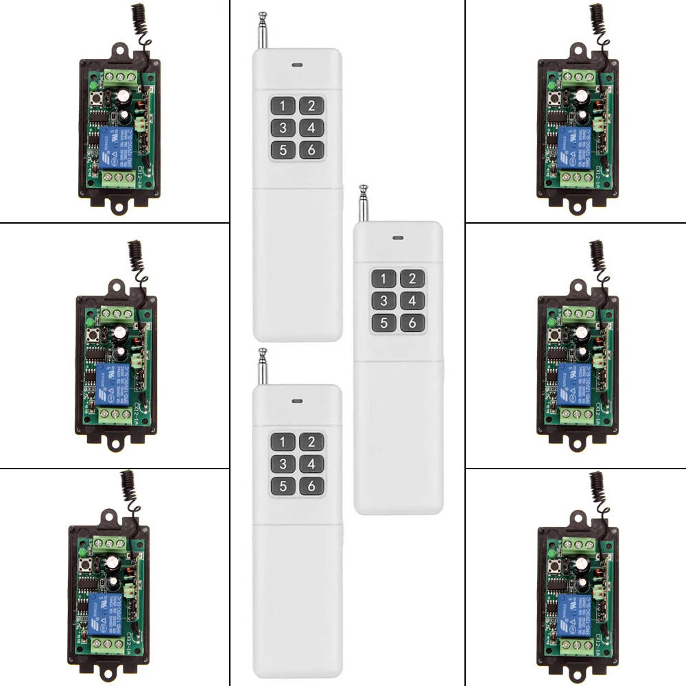 

3000m Wide Range DC 9V 12V 24V 1 CH 1CH RF Wireless Remote Control Switch System,6CH Transmitter + Receiver,315 / 433 MHz