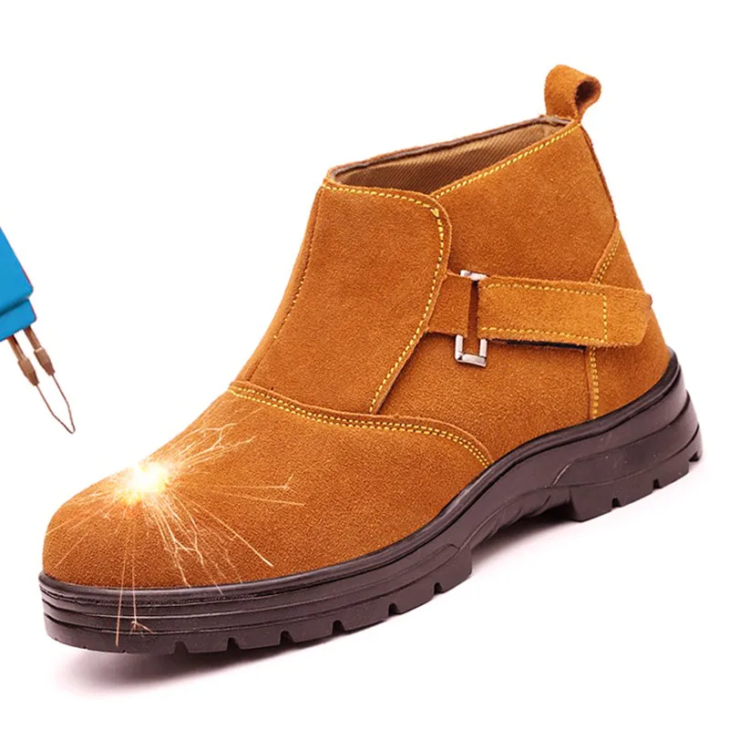 

Autumn Winter Safety Boots Men's Velvet Steel Toe Work Shoes Men Smash-proof Puncture Safety Shoes Non-slip Waterproof Men Boots