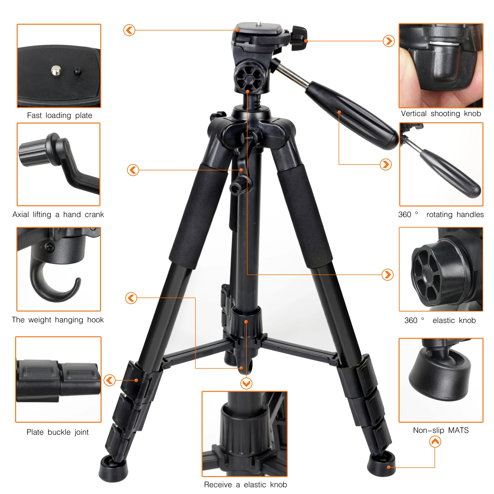 ZOMEI Q111 Professional Portable Lightweight Travel Aluminum Camera Tripod Pan Head for Smartphone SLR DSLR Digital | Электроника