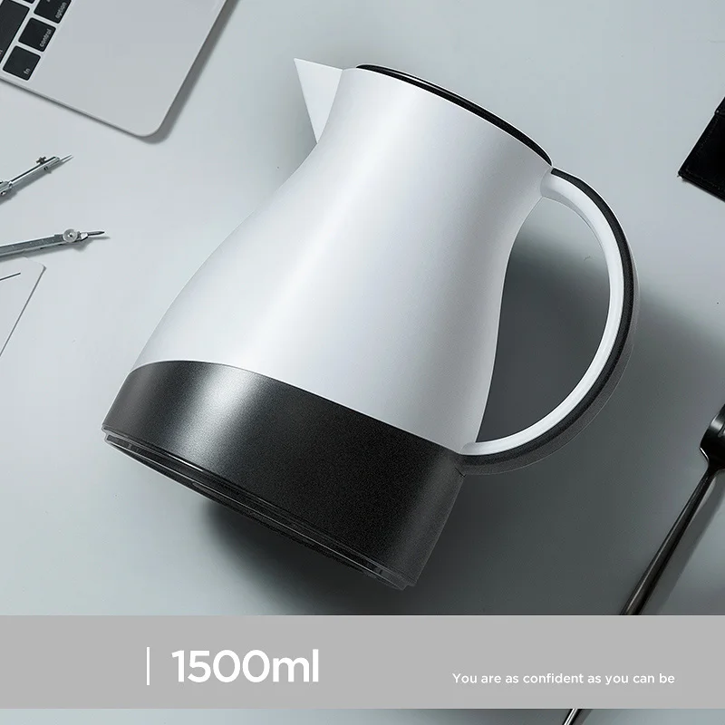 White Thermos 1500 мл термосы с двойными стенками, стеклянный термос, чайник, креативная кофейная изоляционная кастрюля, милая бутылка для горячей воды, большая емкость - Цвет: White Thermos