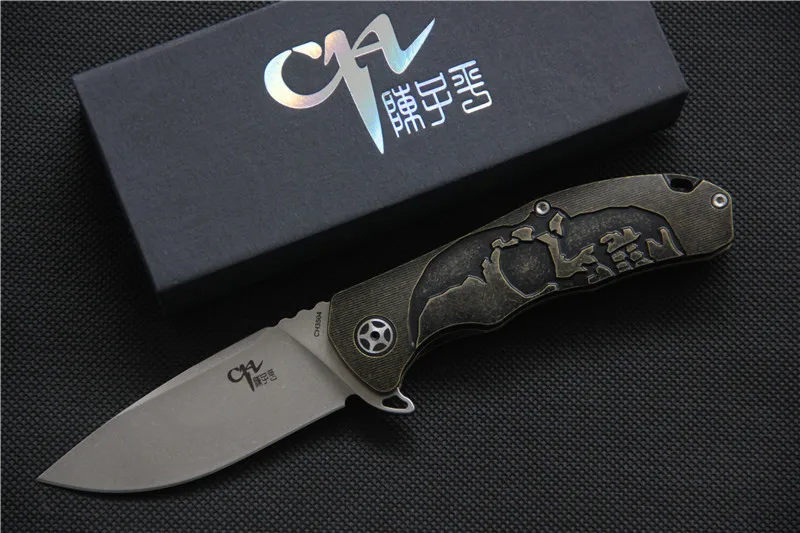 CH3504 Флиппер складной нож S35VN лезвие шарикоподшипник TC4 титановый череп узор ручка охотничий кемпинг фрукты Ножи EDC инструменты