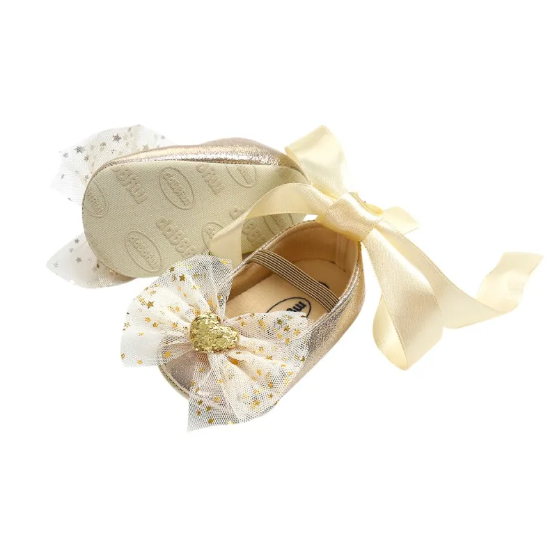 Мягкая Обувь для новорожденных и маленьких девочек обувь с милым бантом