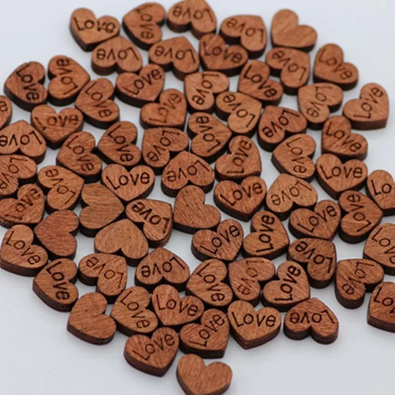 100 шт./пакет милые Мультяшные деревянные сердце для Свадебная вечеринка DIY