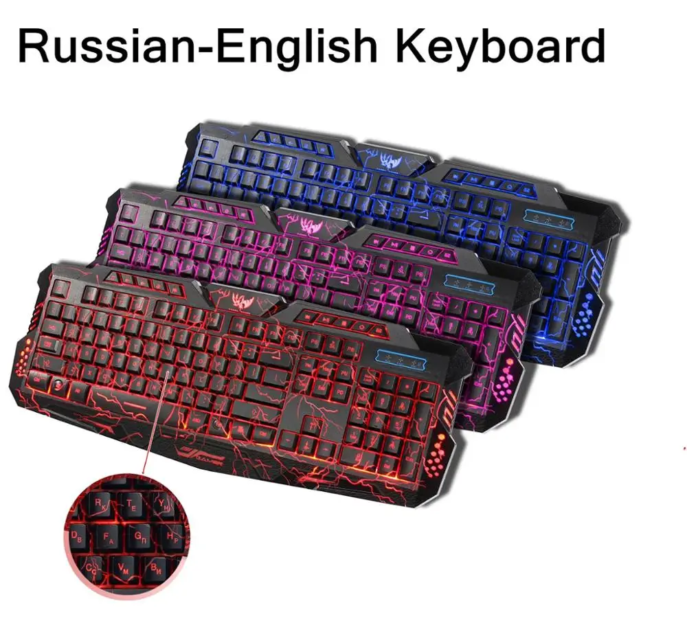 ZERODATE HXSJ A877 трещины три цвета с подсветкой Проводная русско-английская игровая