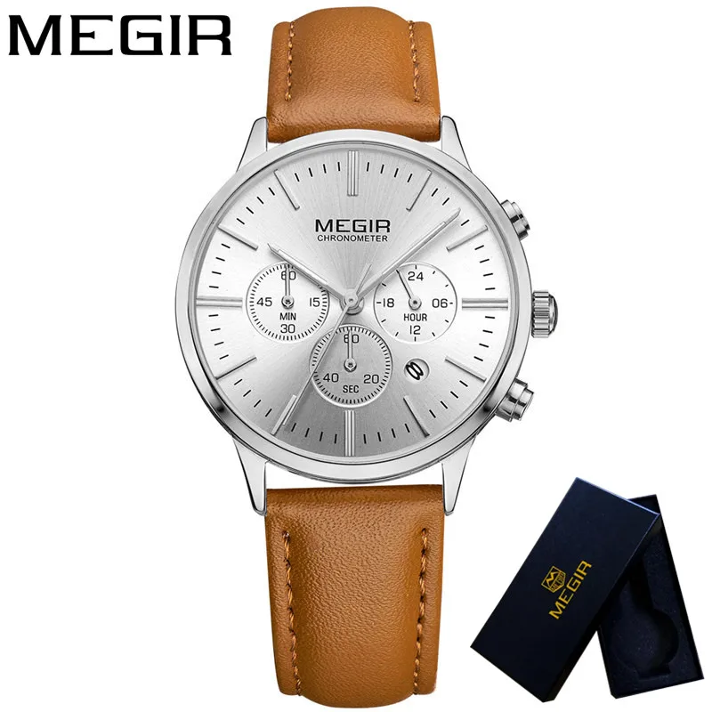 ME2011WL04 with box MEGIR, женские часы, водонепроницаемые, Лидирующий бренд, Роскошный хронограф, женские наручные часы, нержавеющая сталь, классический браслет, женские часы, 2011 - Цвет: ME2011WL04 with box
