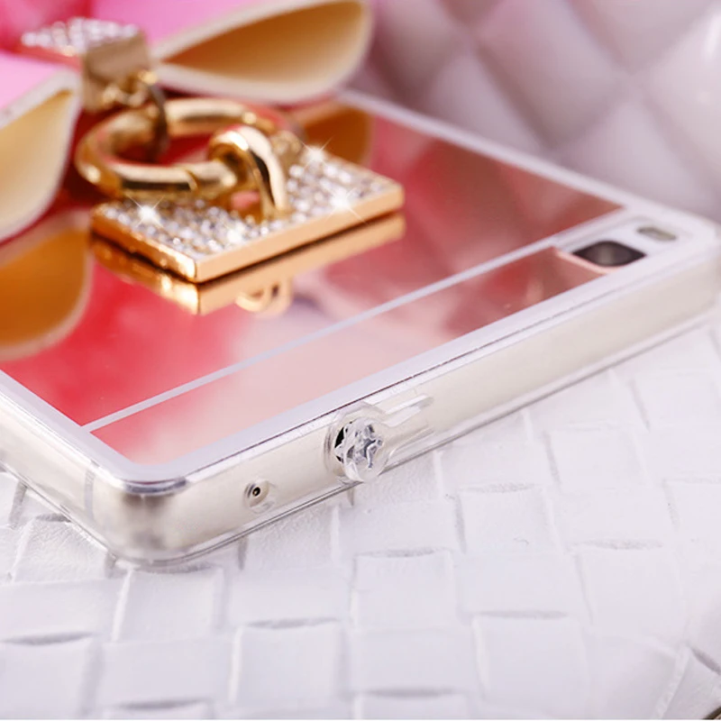 For Huawei P20 Glitter Fake Rabbit Fur Ball Mirror Case Honor 9 8 7 6X V8 Lite Cover Coque Shell Housing |
