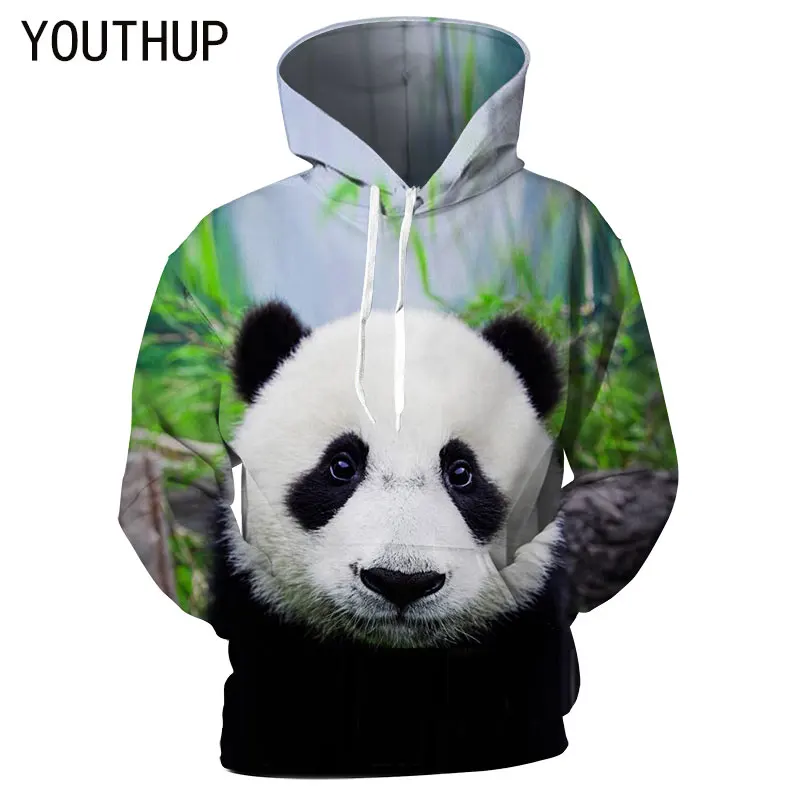 Мужская толстовка с капюшоном YOUTHUP модная повседневная 3D принтом панды Модный