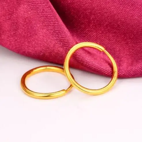 Женские серьги кольца 999 24 K желтое золото с желтым желанием 1 4 г|circle hoop earrings|hoop