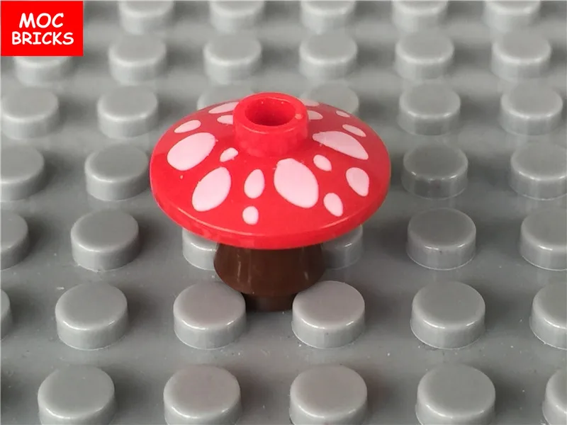 10pcs/lot MOC Bricks DIY Dish 2 x Inverted with Mushroom Spots Pattern &amp Cone 1 Top Groove Building Blocks kids gift | Игрушки и