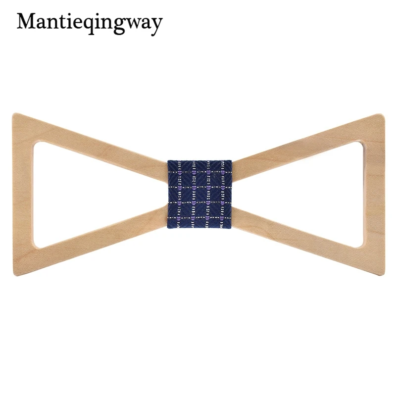 Mantieqingway модные однотонные деревянная бабочка горошек в полоску Галстуки для Для