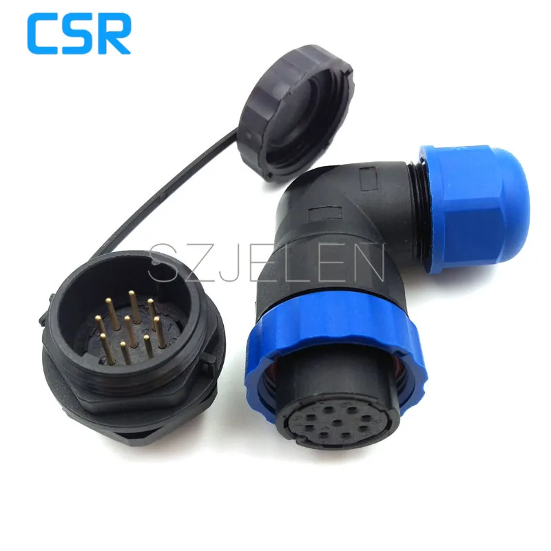 

SD20TA-ZM,IP67 90 градусов, водонепроницаемый 9-контактный разъем, Кабельная вилка и гнездо для монтажа панелей, 9-контактный автомобильный разъем