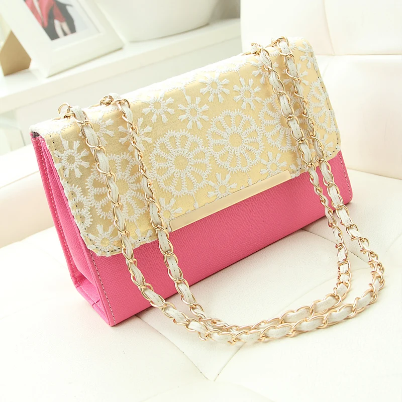 2014 new Korean ladies fashion handbags small bag shoulder diagonal chain lace stereotypes Ms. Chao |