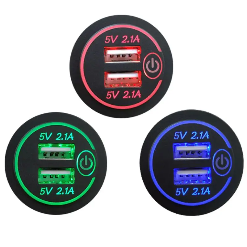 12V 24V двойной USB 2.1A светодиодный адаптер для автомобильного зарядного устройства