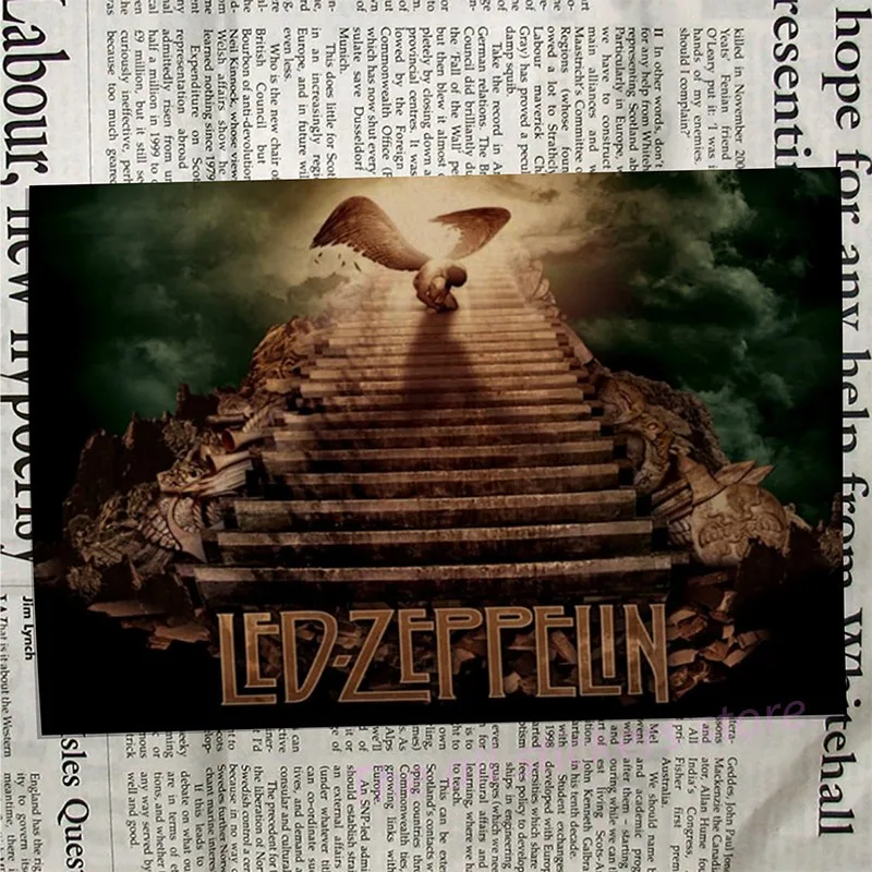 Led Zeppelin рок-музыка постеры для украшения дома винтажные стильные настенные наклейки Abooly бренд/6027