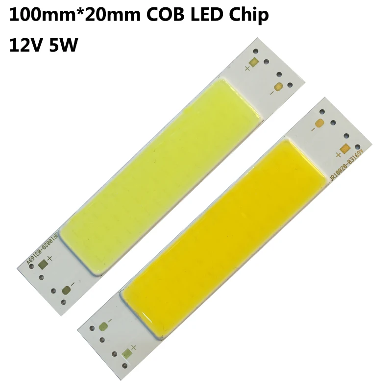 

High Quality LED COB Light Strip 12V-13V 5W 100mm*20mm DIY LED COB For Home Outdoor Lamp Light Source 2pcs/lot Free Shipping