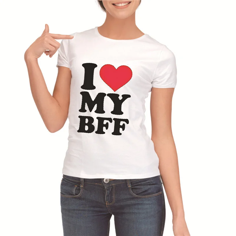 Dreamlikelin I Love My BFF красное сердце для взрослых сестры футболки лучший друг Футболки