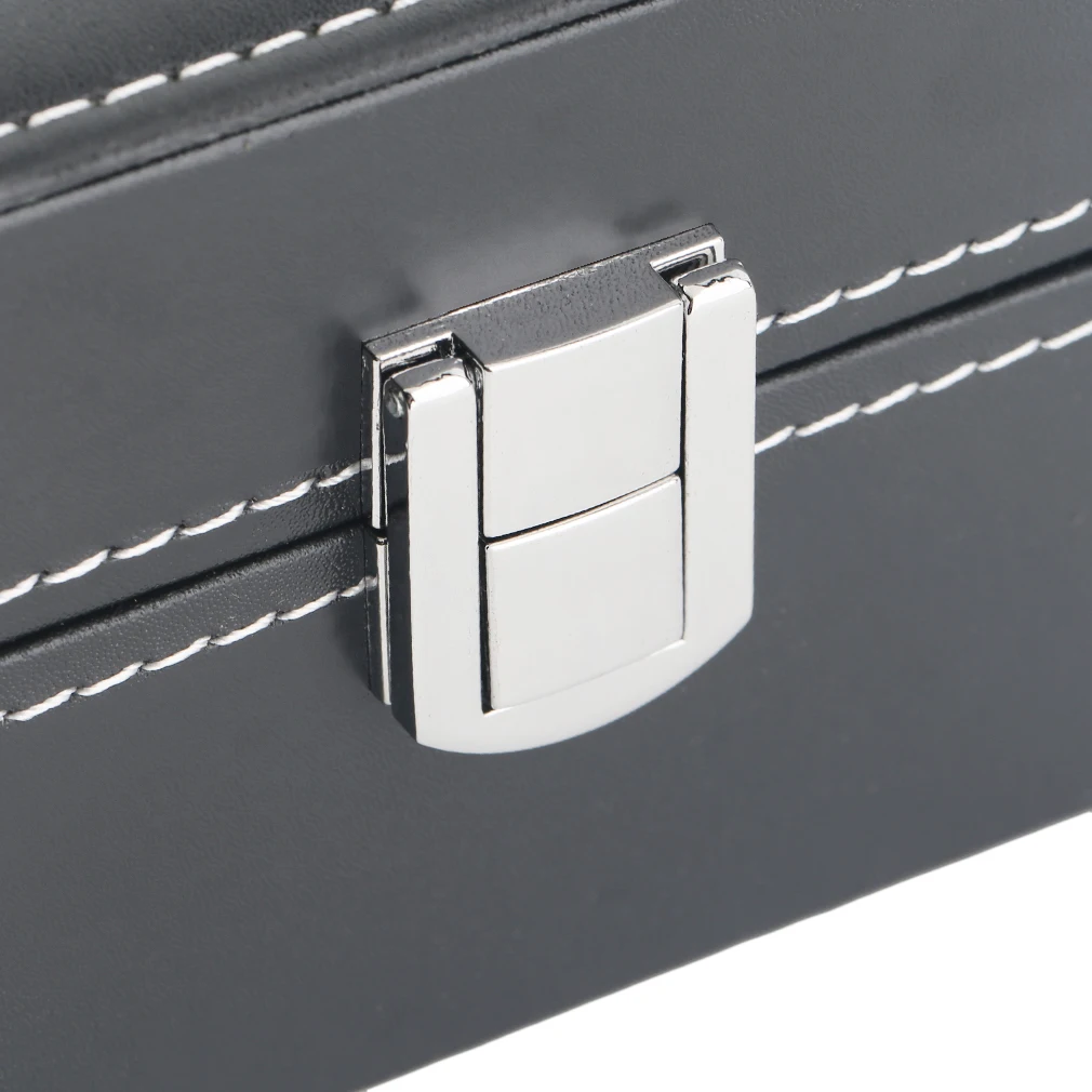 

2 Grids Black Plain Pattern PU Leather Watch Boxes Case Jewelry Display Packaging Holder Storage Container For Home Watchlover