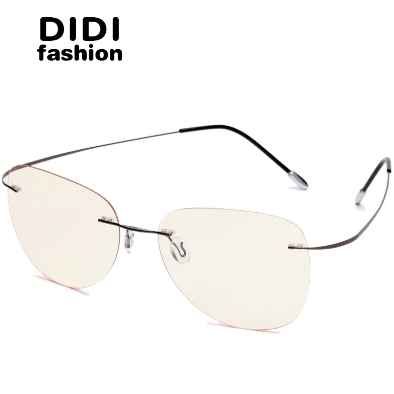 C1 Light Yellow Lens DIDI гибкие титановый сплав анти синие очки для мужчин и женщин без оправы тонкие очки оптические компьютерные очки UV400 Culos H686 - Цвет оправы: C1 Light Yellow Lens