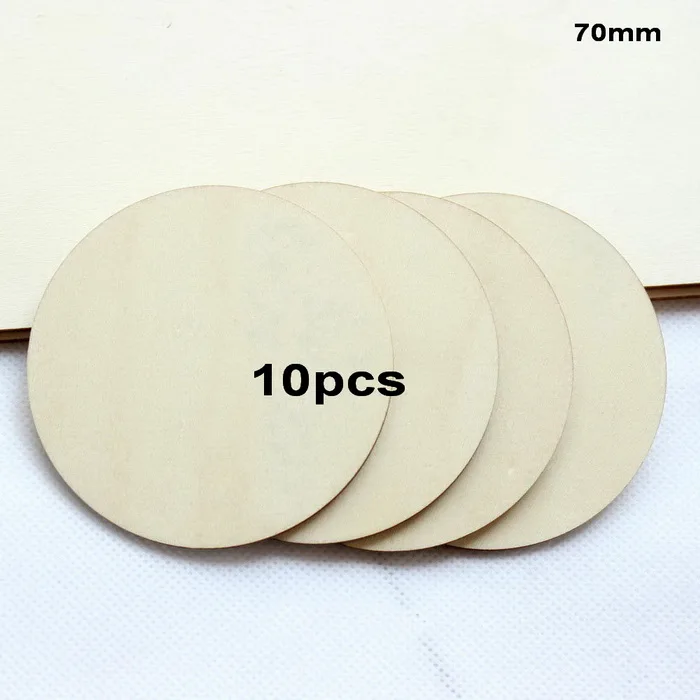 70MM-10pcs 60 мм/70 мм Пустой круг круглый большой деревянный(без штифта) диски ремесла краски Декор деревянный круг DIY-CT1074C/D - Окраска металла: 70MM-10pcs