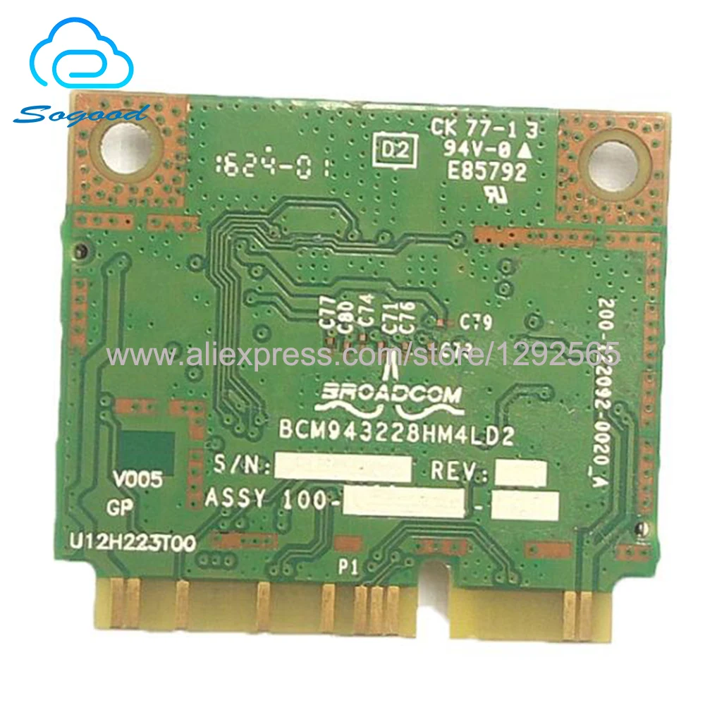 Оригинальная плата Broadcom BCM943228HM4L 2 4G + 5G 300 Мбит/с 802 11 a/b/g/n Половина Mini PCI E 4G/5 ГГц