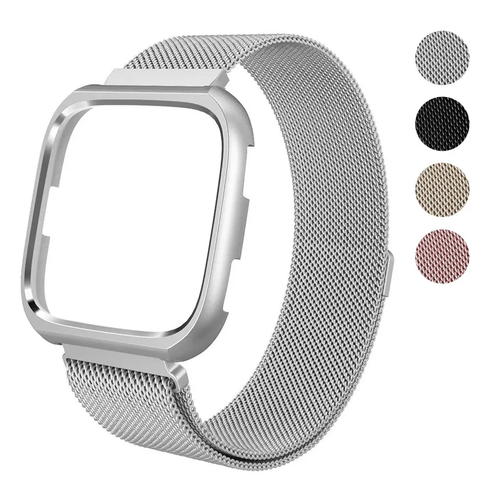 GXV Milanese Mesh Loop из нержавеющей стали металлический сменный браслет с магнитной пряжкой защитный чехол бампер для Fitbit Versa