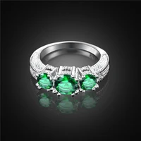 garilina high end fashion ring female factory direct supply green stone silver color ring classic wedding ring for women ar2266