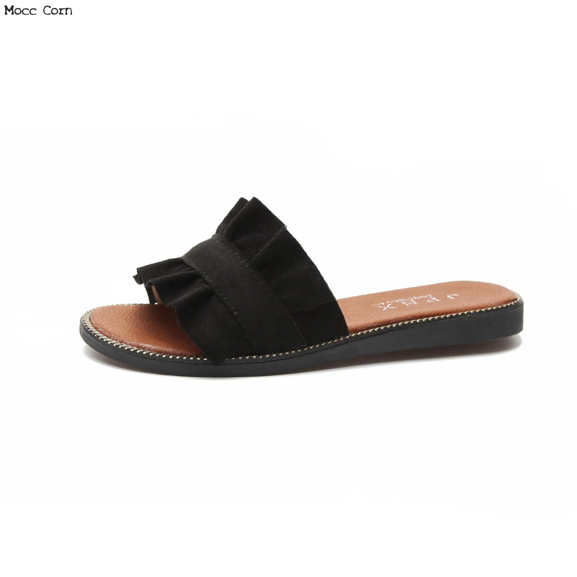 Женские шлепанцы сандалии Домашние летние пляжные туфли на плоской подошве