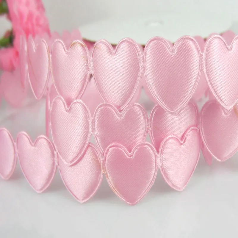 1Roll 20Yards Pink Fabric Connect Heart Padded Felt Applique Craft Wedding Decorations 16mmx16mm | Дом и сад