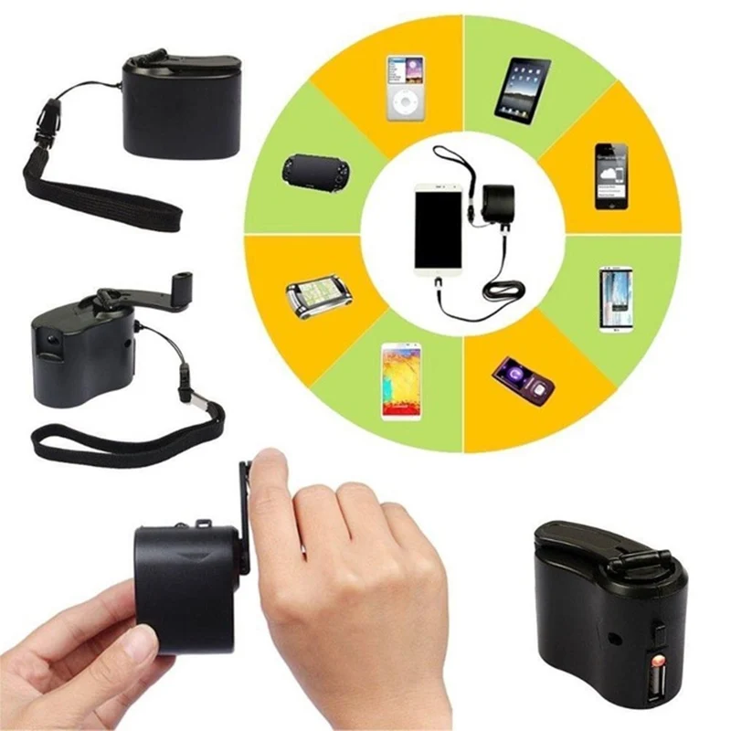 Emergency Dynamo Hand-Powered Generator Portable Lightweight DC 5.5 V 600mA USB Mini Mobile Travel emergency Charger | Электроника
