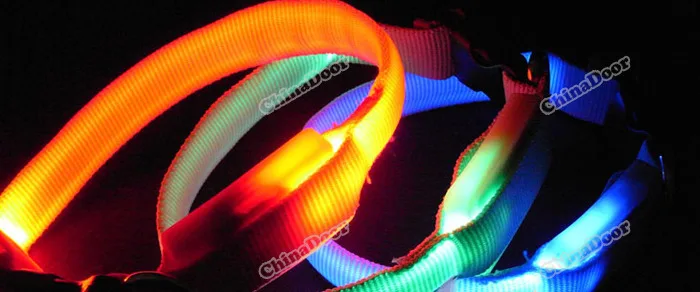 tradeline Nylon LED Dog Night Safety Pet Collar Flashing Light Up Pendant Rope[Blue] [wholesale] | Дом и сад