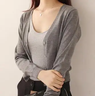 MLXSLKY новинка лето весна женский тонкий вязаный кардиган v образный вырез короткий