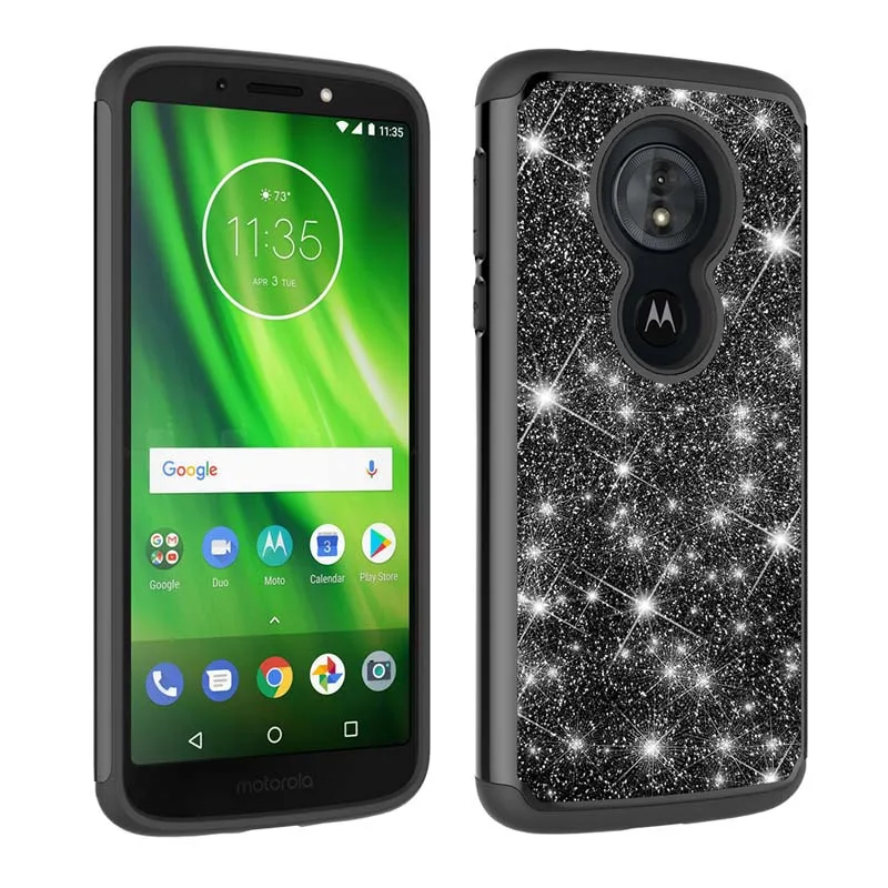 Чехол для Motorola G7 Plus G6 Play роскошный блестящий Блестящий двухслойный чехол