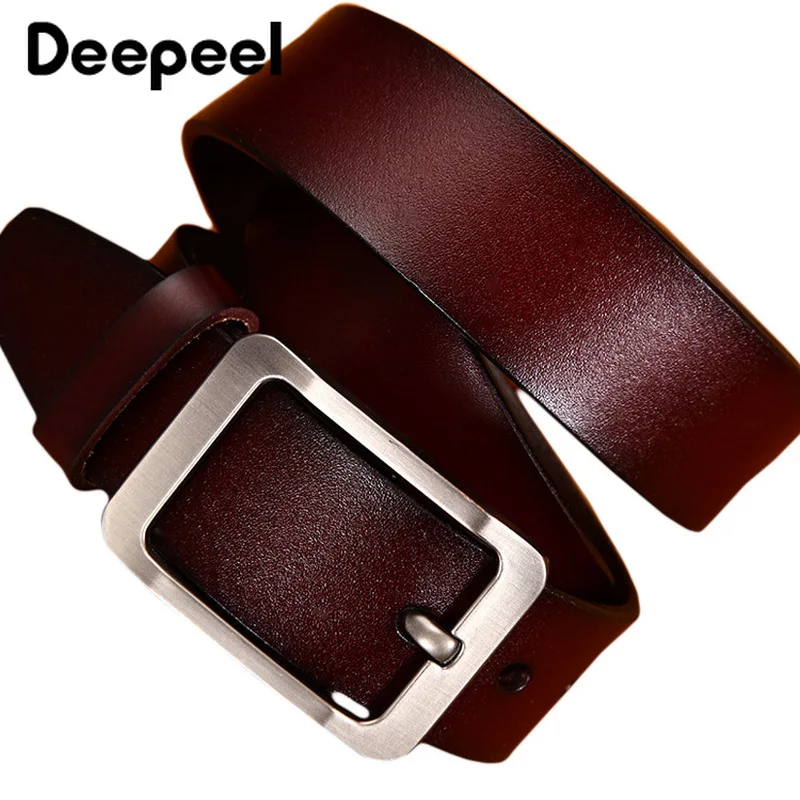Мужской ремень из воловьей кожи Deepeel 3 8 см * 110-125 прямоугольная металлическая